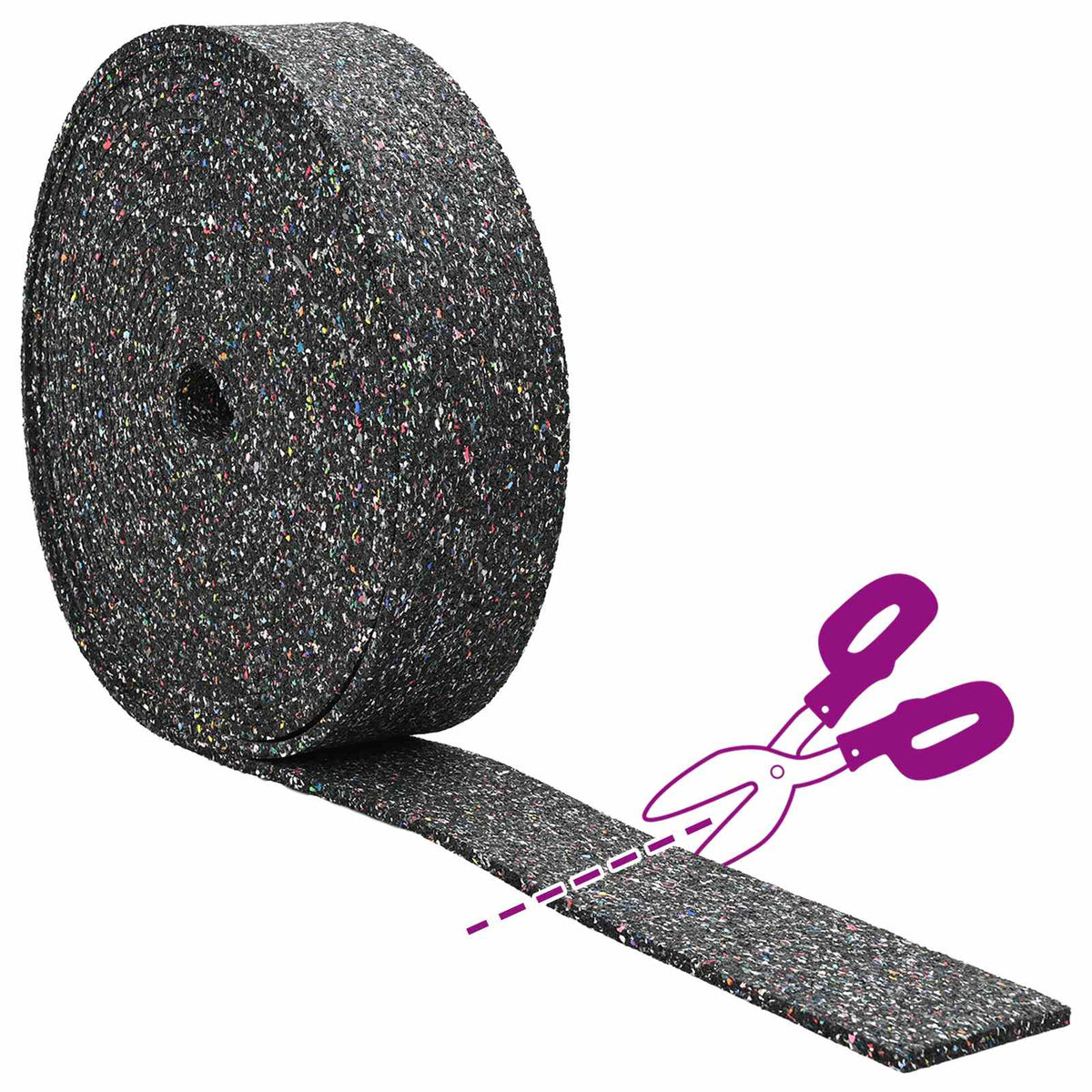Rubber Granulate Roll Black 2000 x 5 x 0.8 cm Rubber