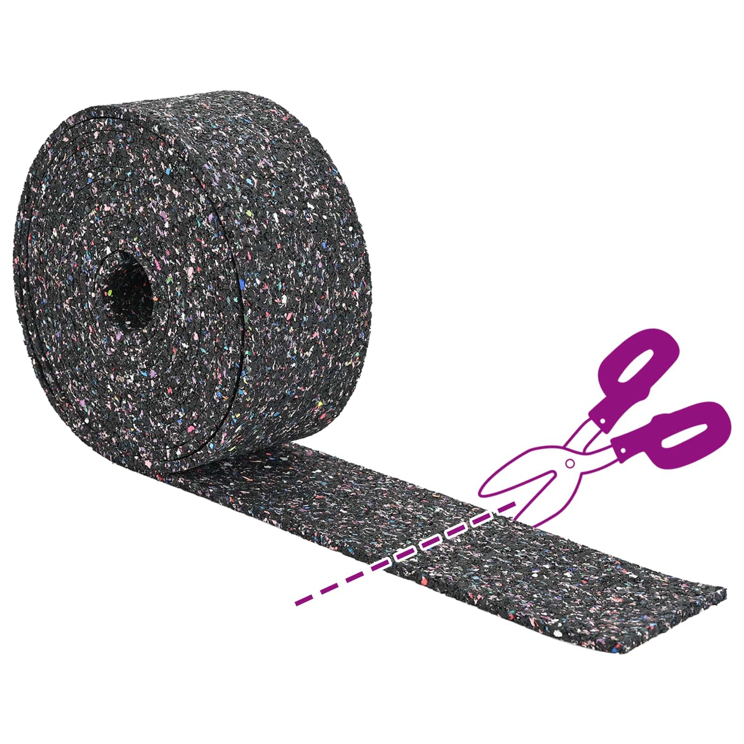 Rubber Granulate Roll Black 500 x 10 x 0.8 cm Rubber
