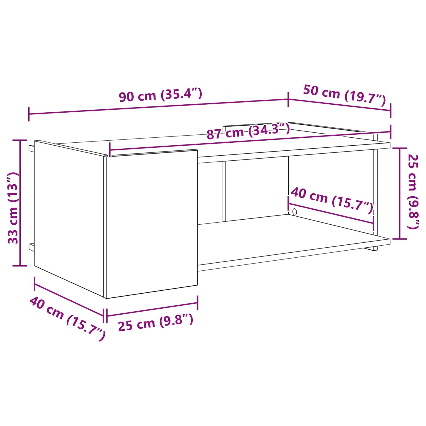 Coffee Table Sonoma Oak 90 x 50 x 33 cm Engineered Wood