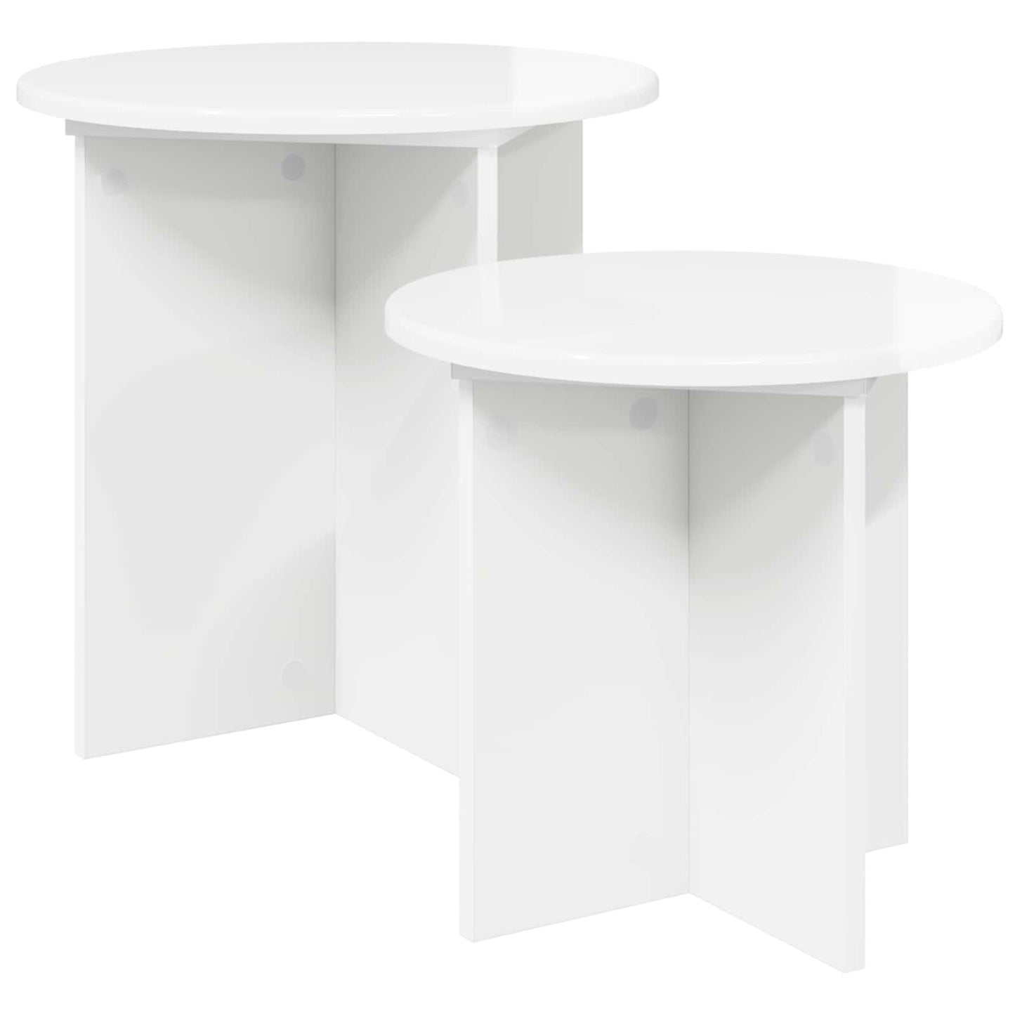 Side Table Set 2 pcs High Gloss White Ø 45 x 45 cm