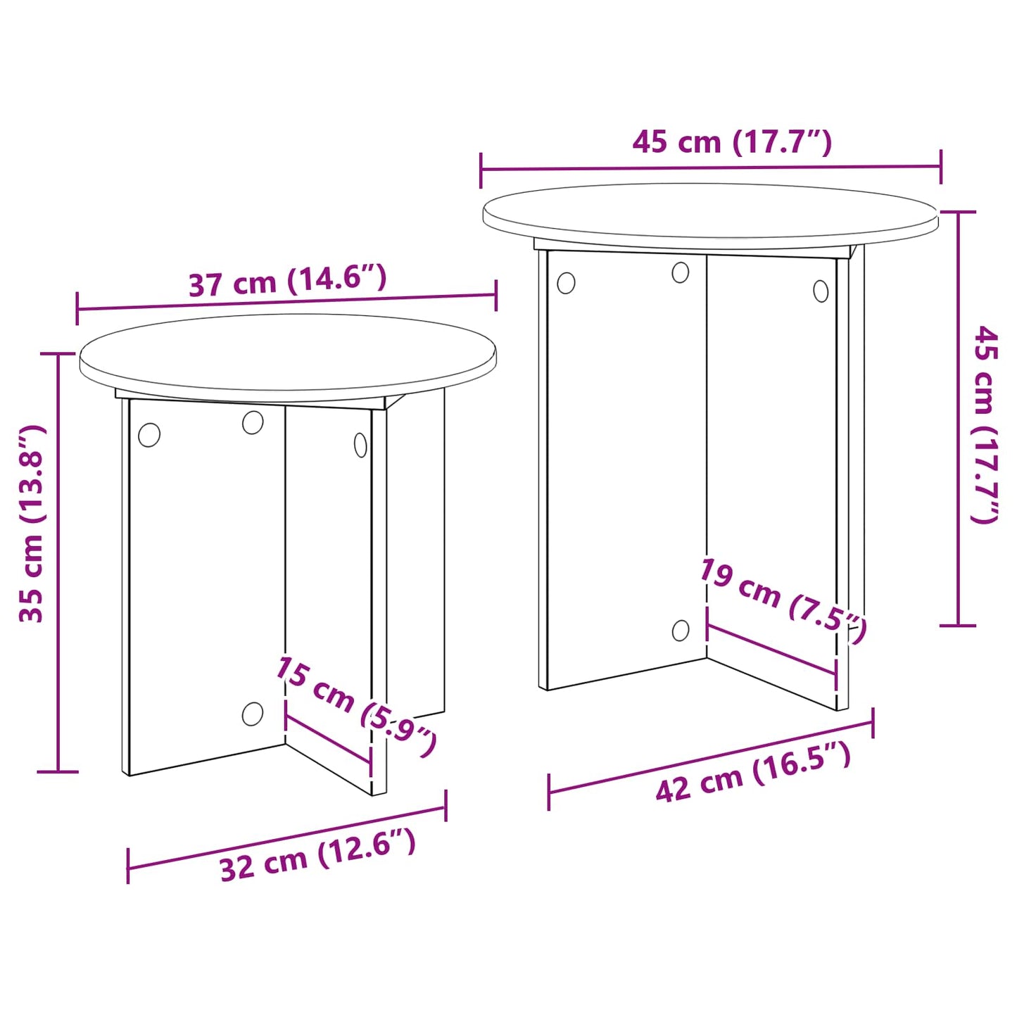 Side Table Set 2 pcs Smoked Oak Engineered Wood