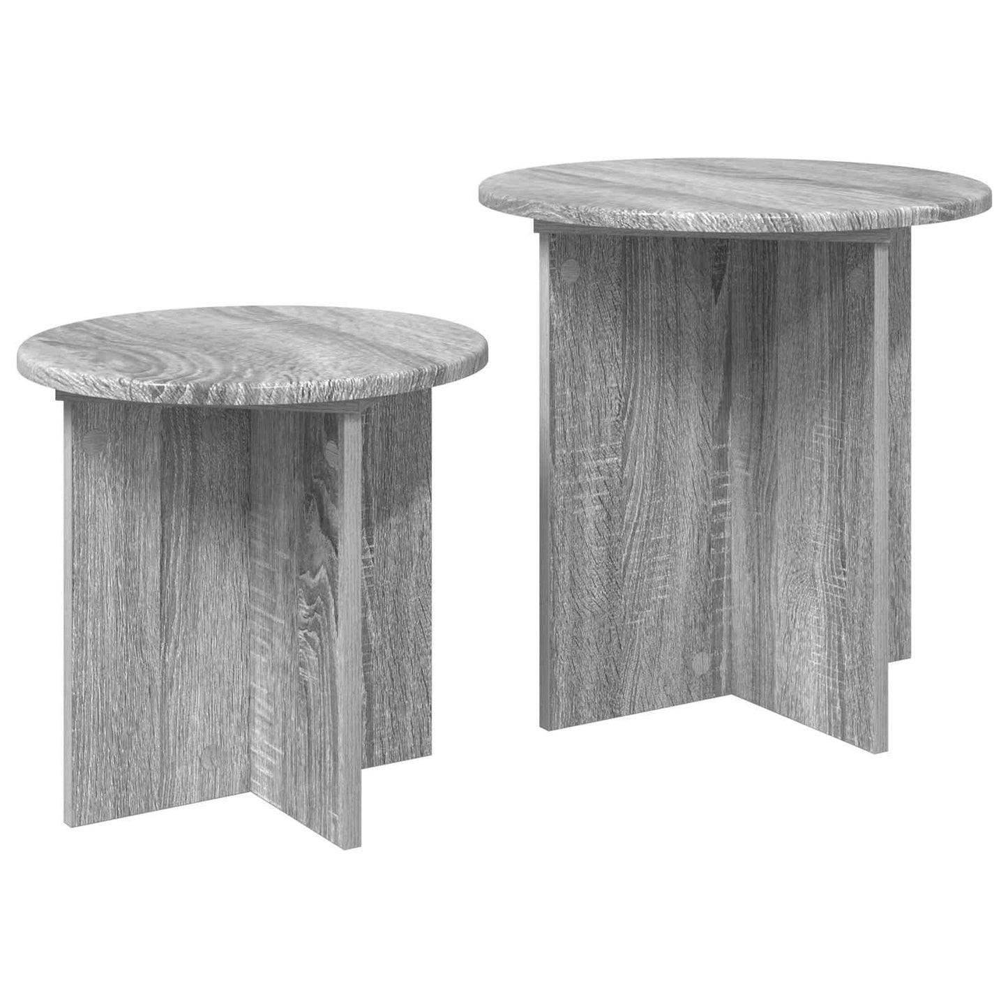 Side Table Set 2 pcs Grey Sonoma Ø 45 x 45 cm Engineered Wood