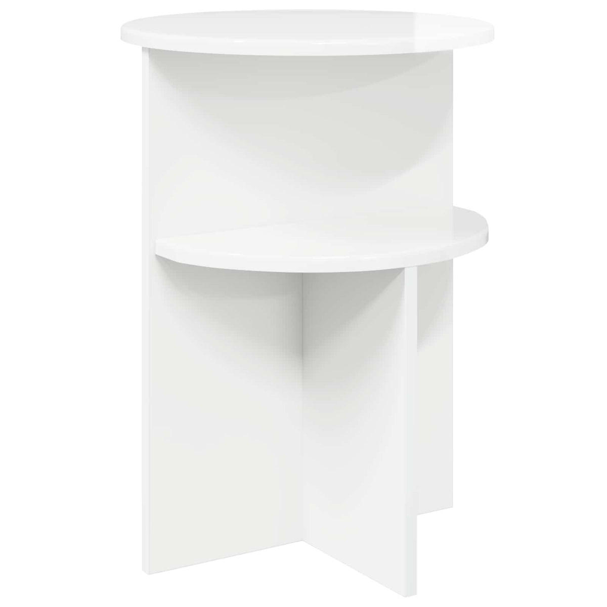 Side Table High Gloss White Ø 39.5 x 55 cm Engineered Wood