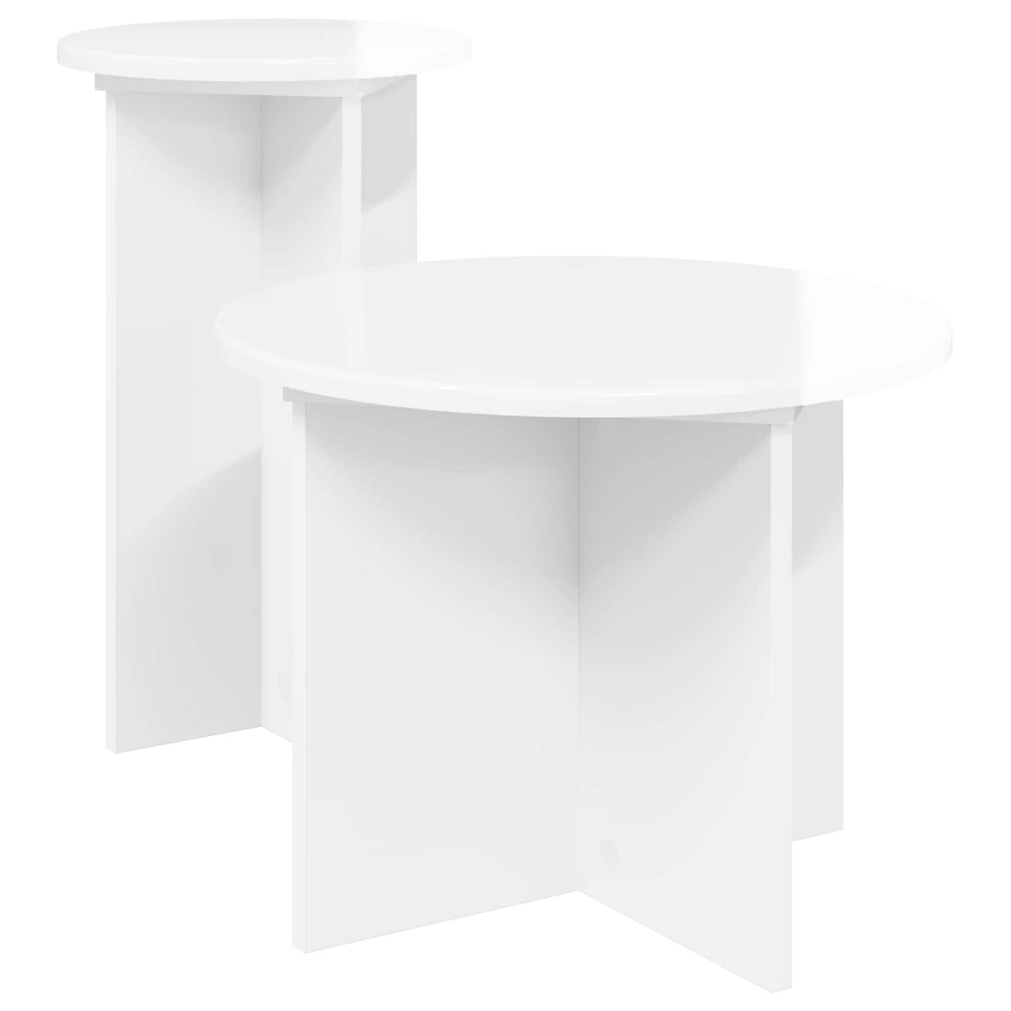 Side Table Set 2 pcs High Gloss White Ø 45 x 35 cm