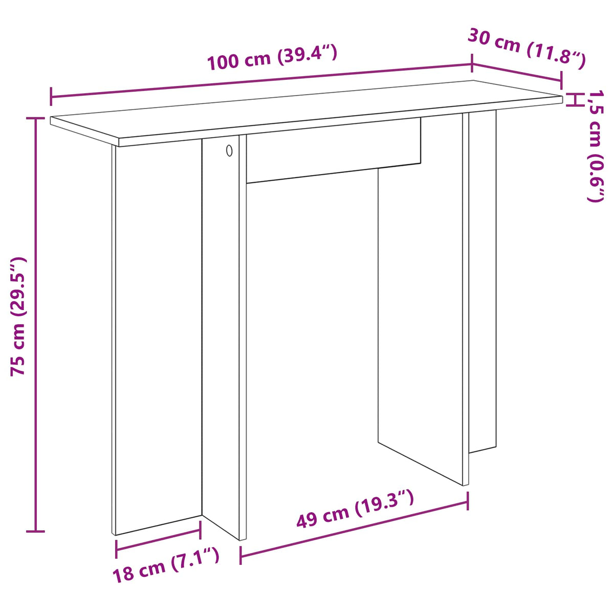 Console Table Sonoma Oak 100 x 30 x 75 cm Engineered Wood