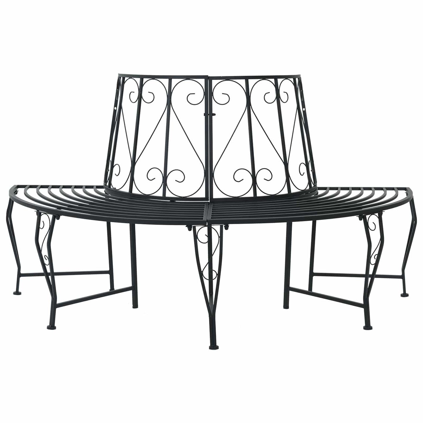 Tree Bench 4-Seater 160 x 80 x 89 cm Steel Black Half-round