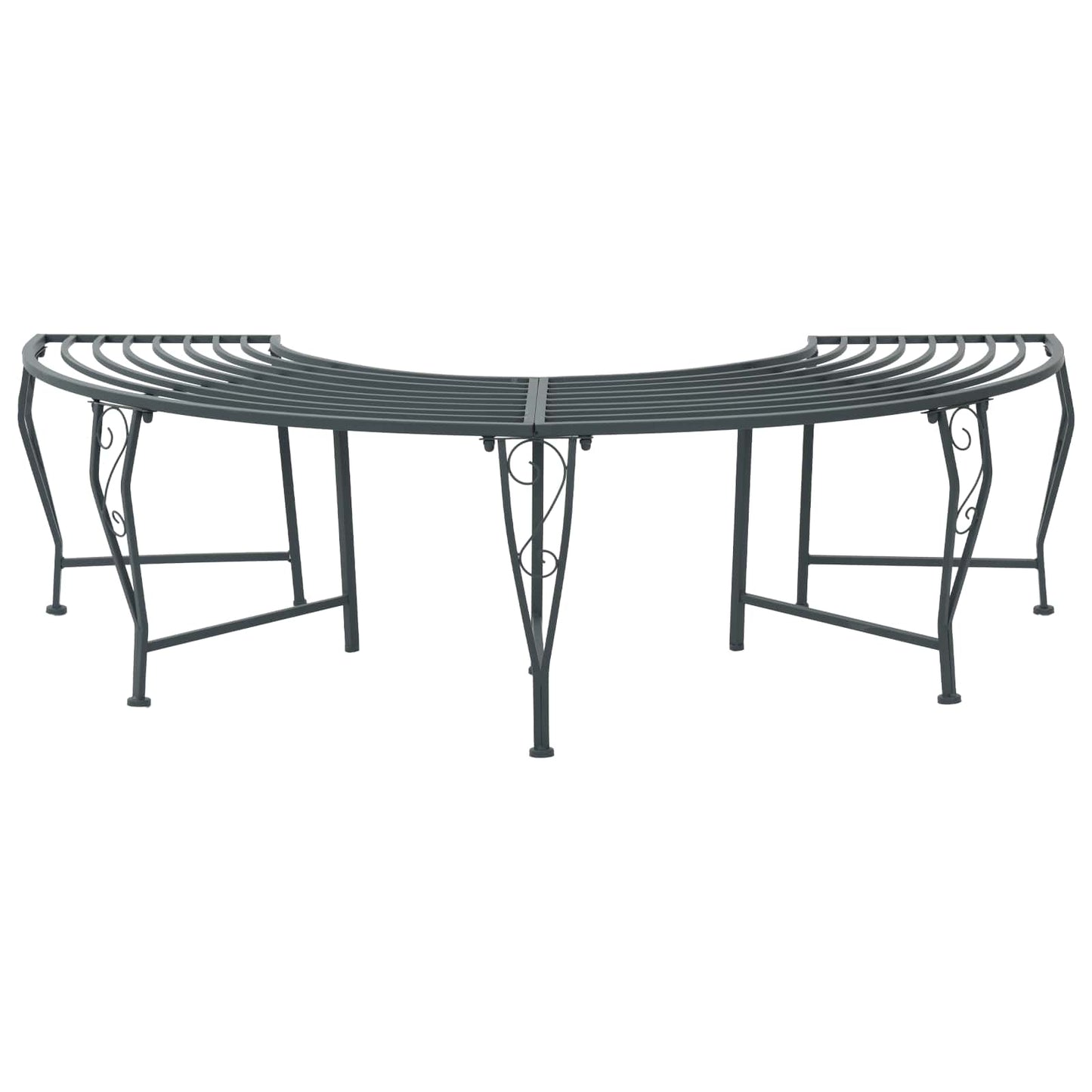 Tree Bench 4-Seater 160 x 80 x 44 cm Steel Silver Grey