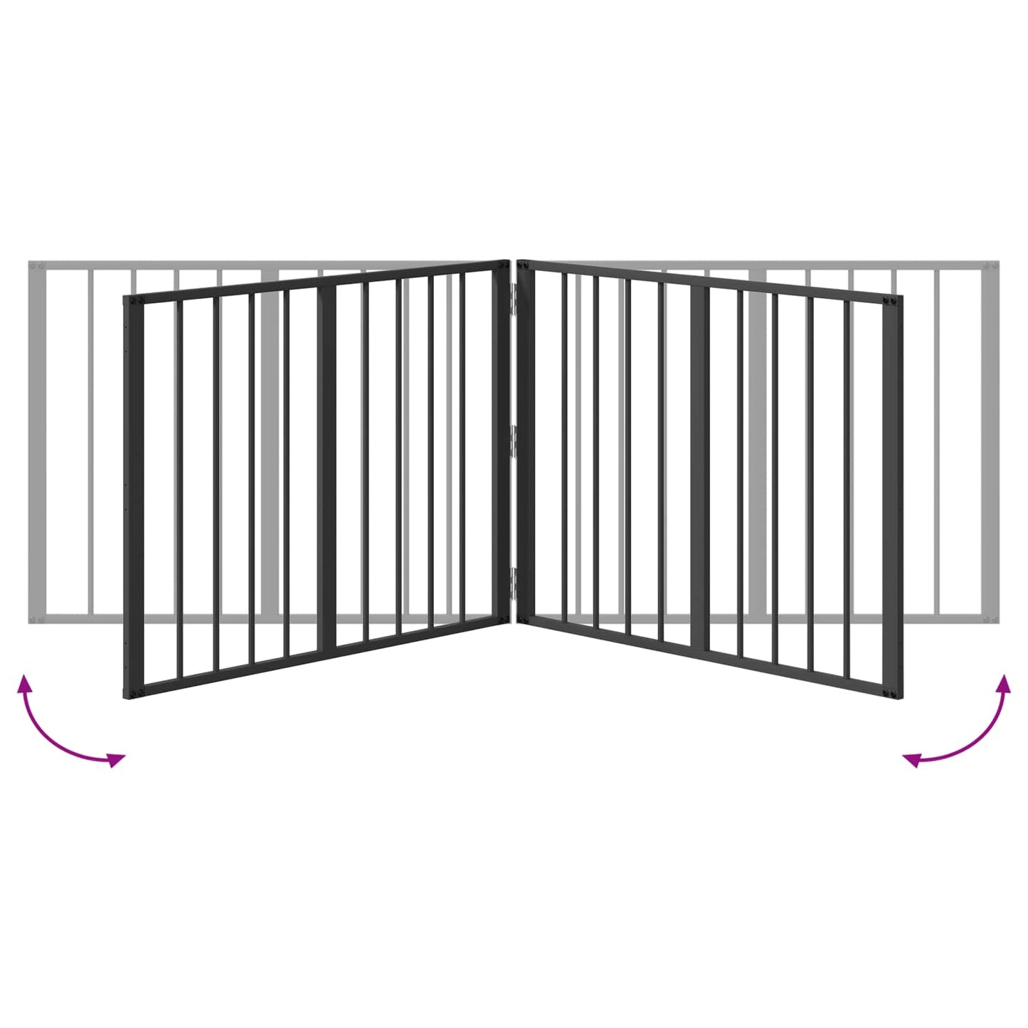 Dog Gate 2 pcs Black 80 x 60 cm Galvanised Steel