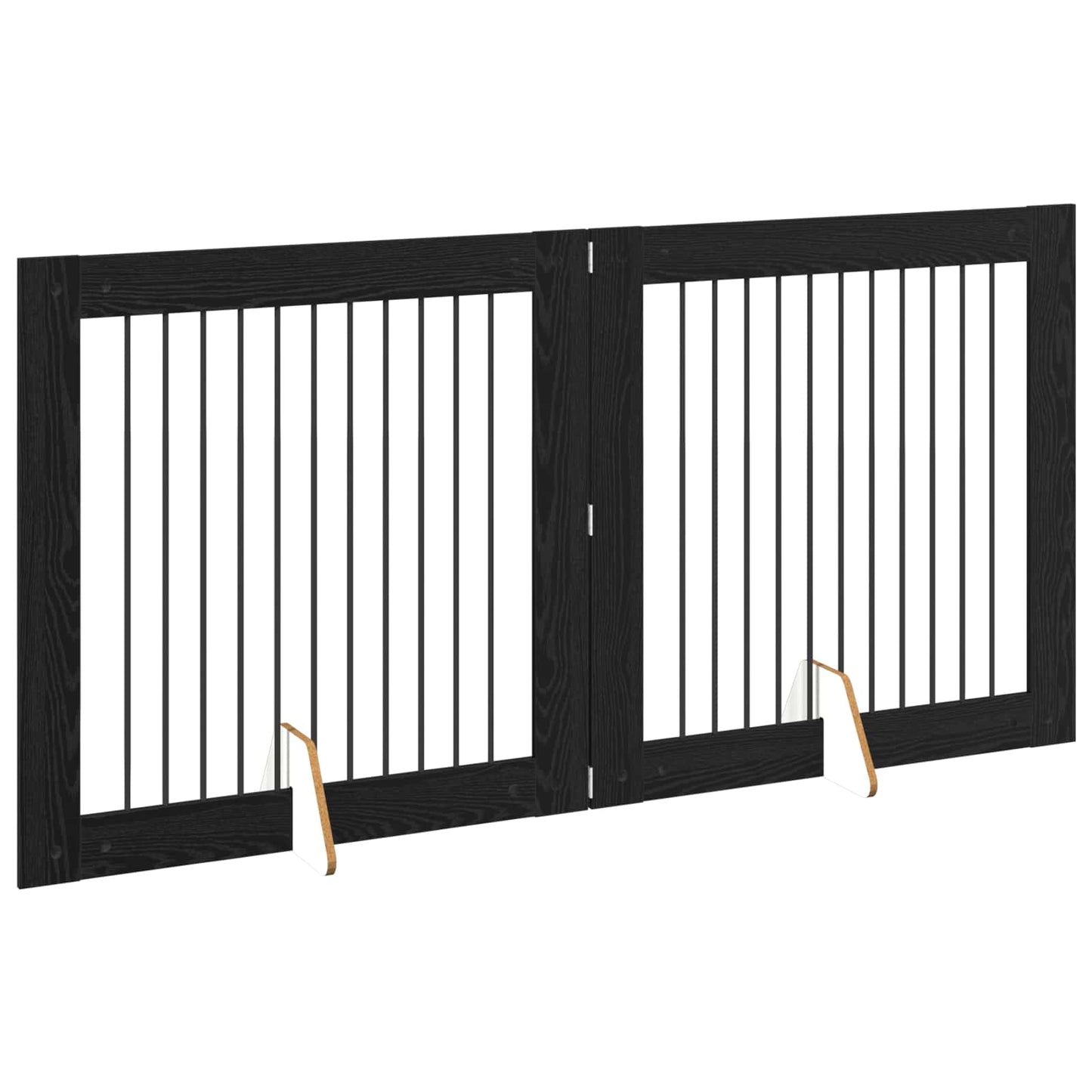 Foldable Dog Gate with Stands 2 pcs Black Oak 200.5 cm