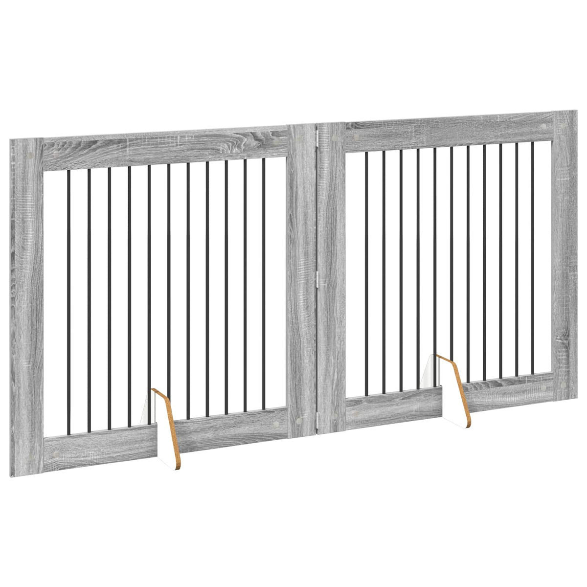 Foldable Dog Gate with Stands 2 pcs Grey Sonoma 200.5 cm