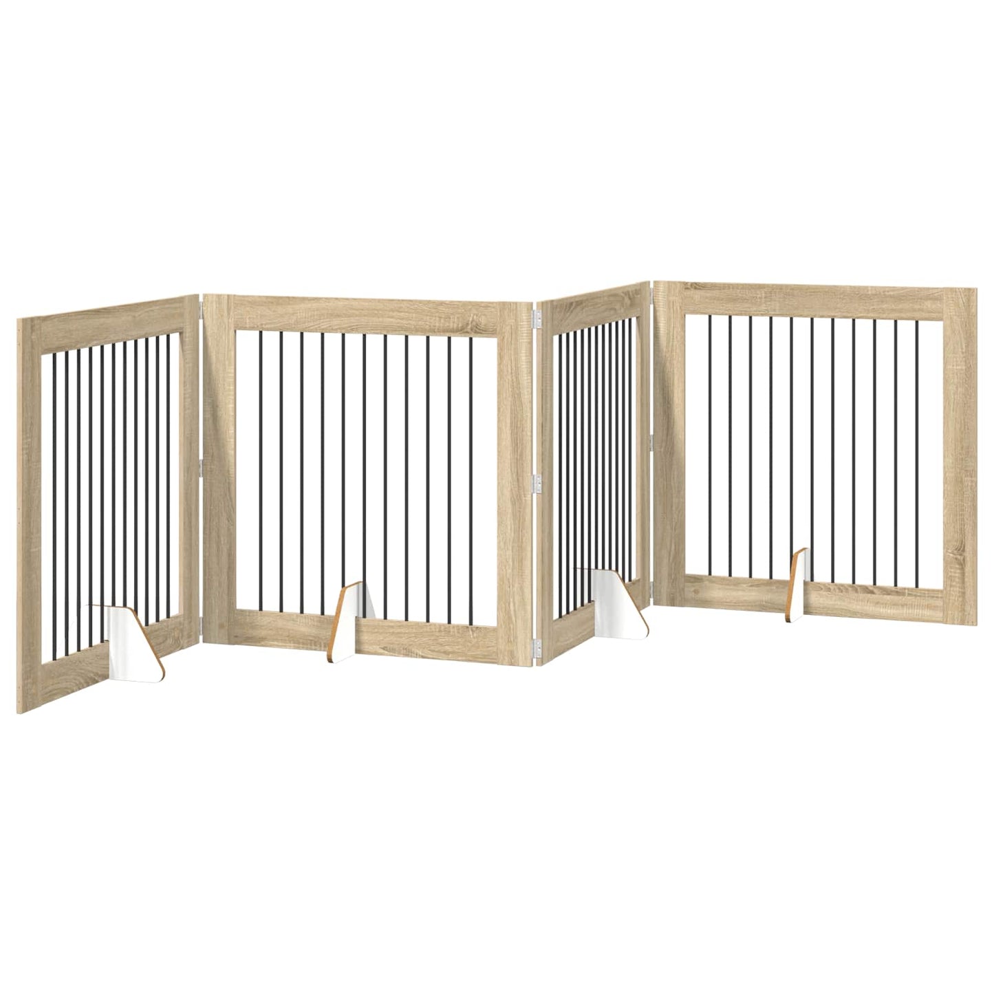 Foldable Dog Gate with Stands 4 pcs Sonoma Oak 401 cm