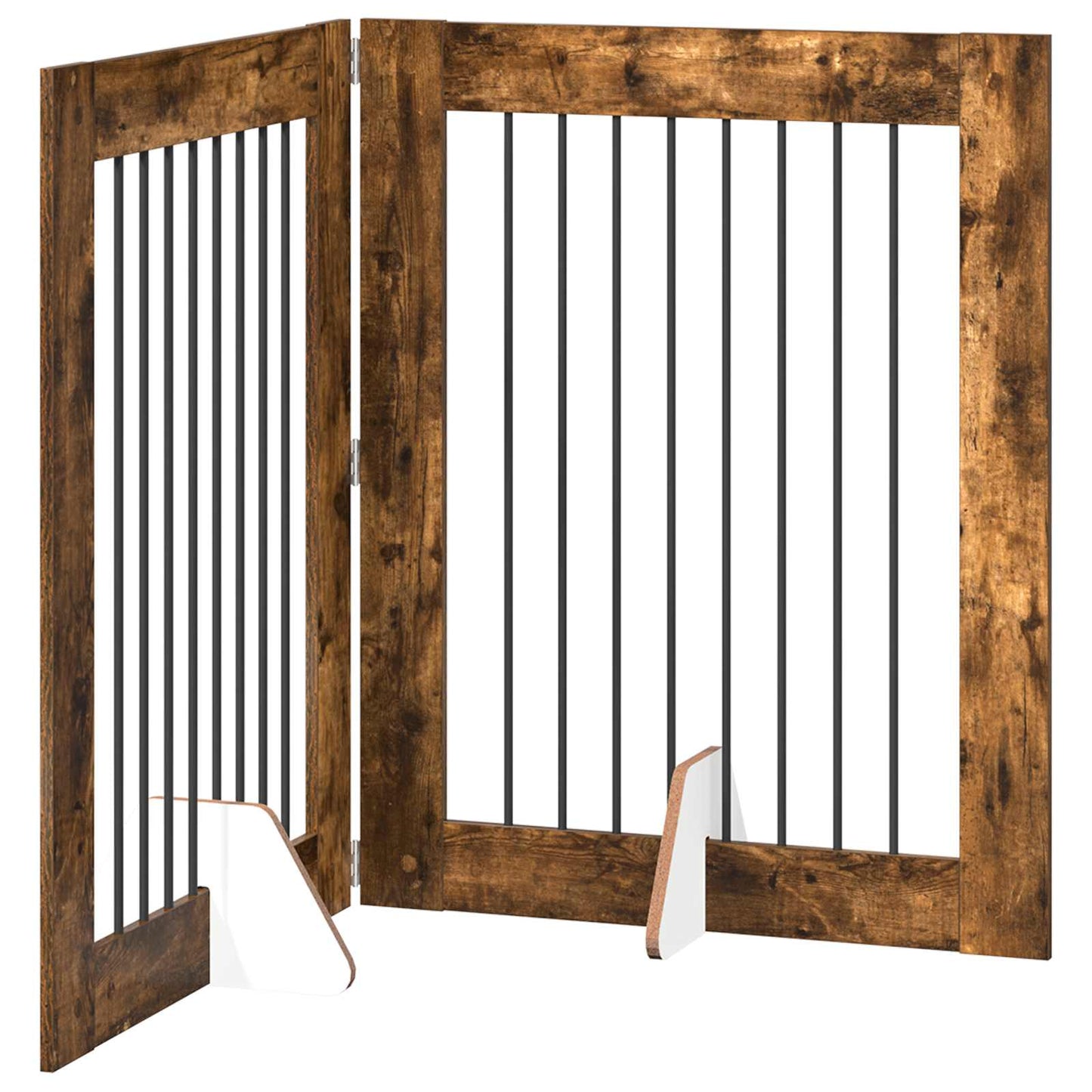 Foldable Dog Gate with Stands 2 pcs Smoked Oak 160.5 cm