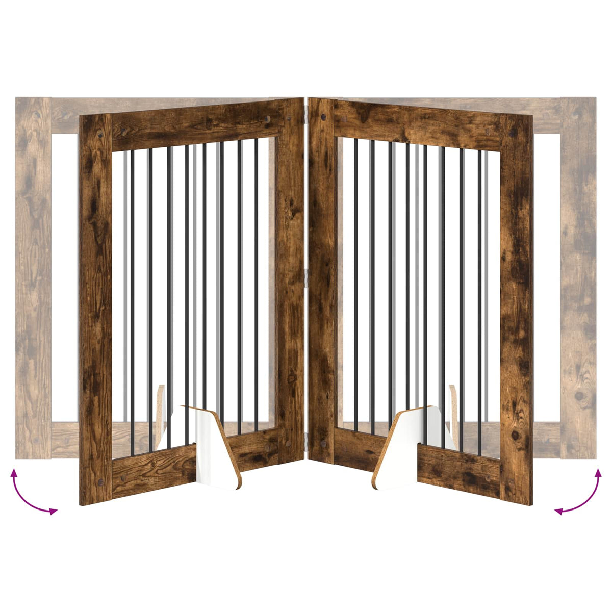 Foldable Dog Gate with Stands 2 pcs Smoked Oak 160.5 cm