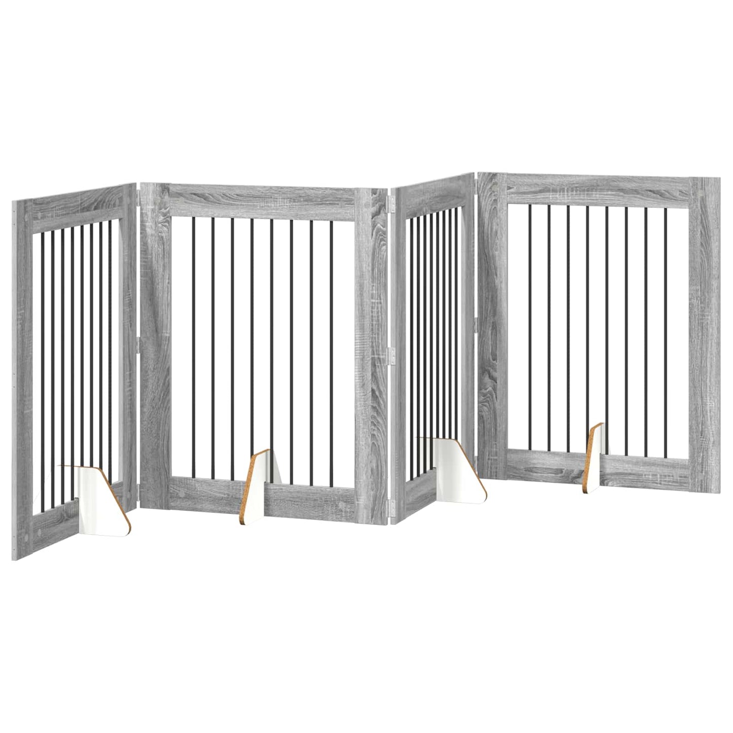 Foldable Dog Gate with Stands 4 pcs Grey Sonoma 321 cm