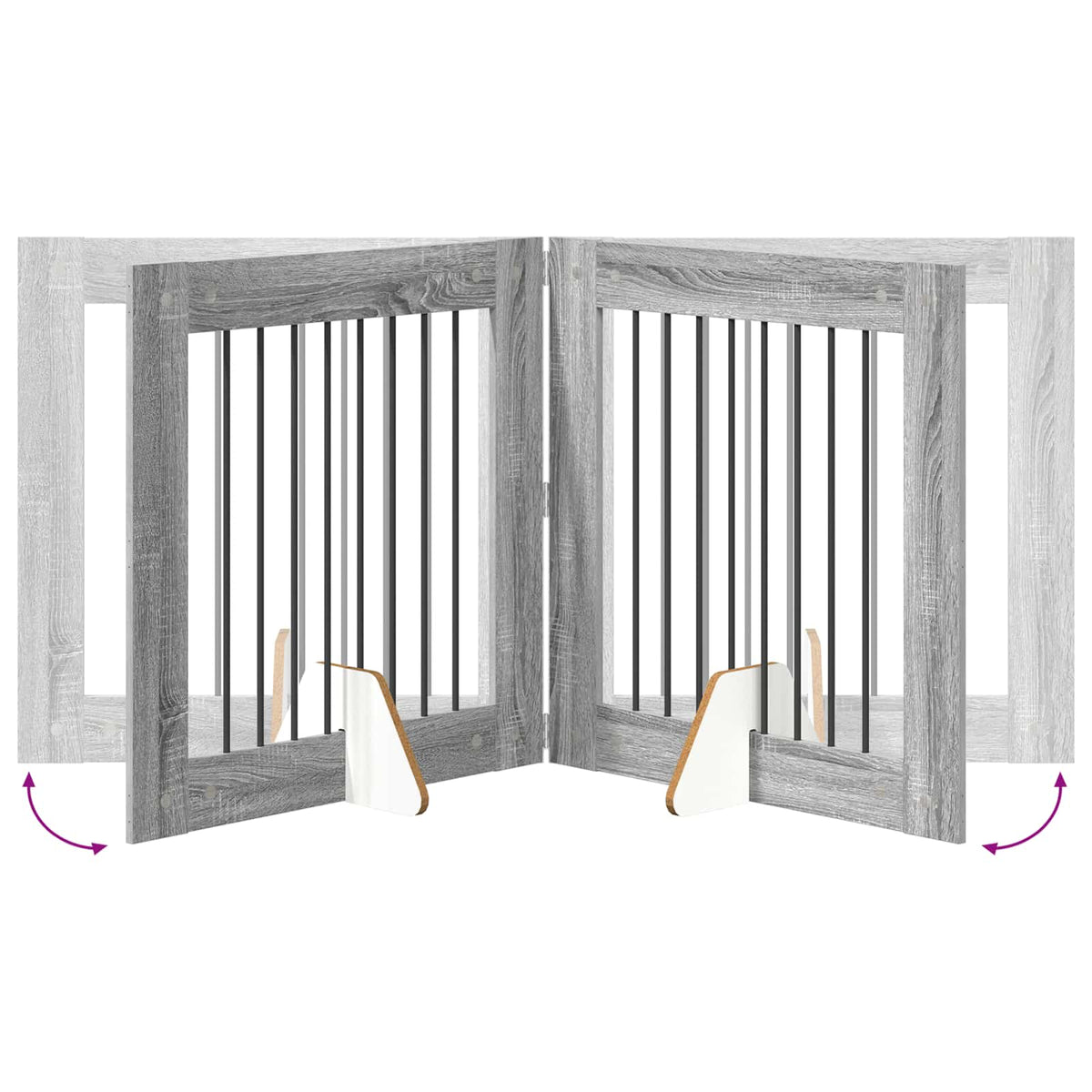 Foldable Dog Gate with Stands 2 pcs Grey Sonoma 160.5 cm