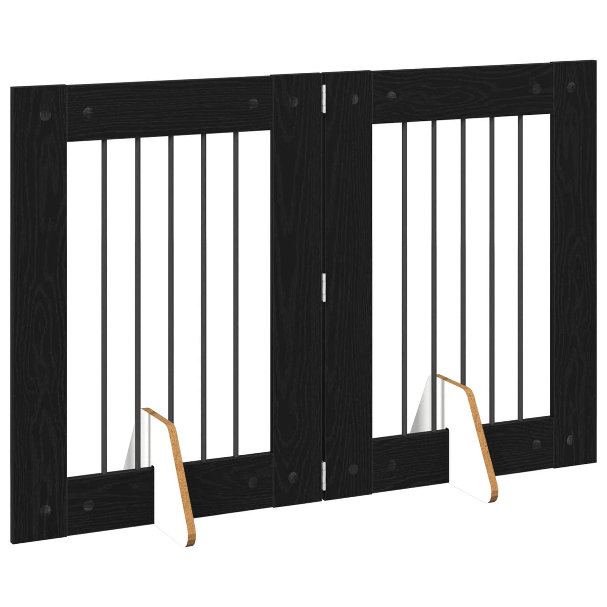 Foldable Dog Gate with Stands 2 pcs Black Oak 120.5 cm