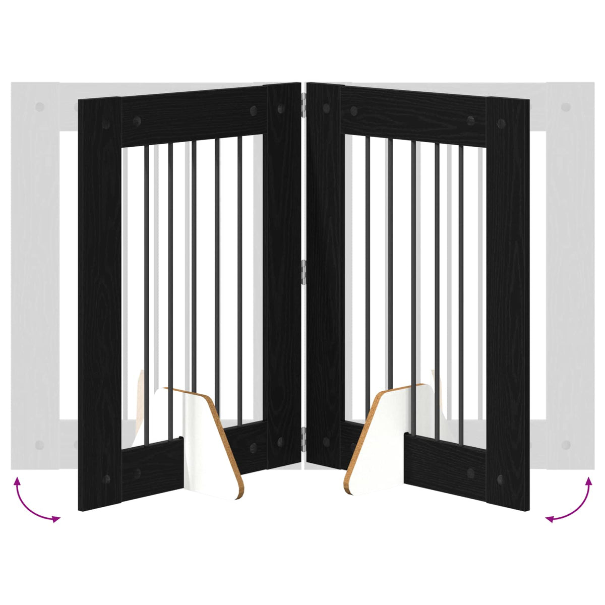 Foldable Dog Gate with Stands 2 pcs Black Oak 120.5 cm