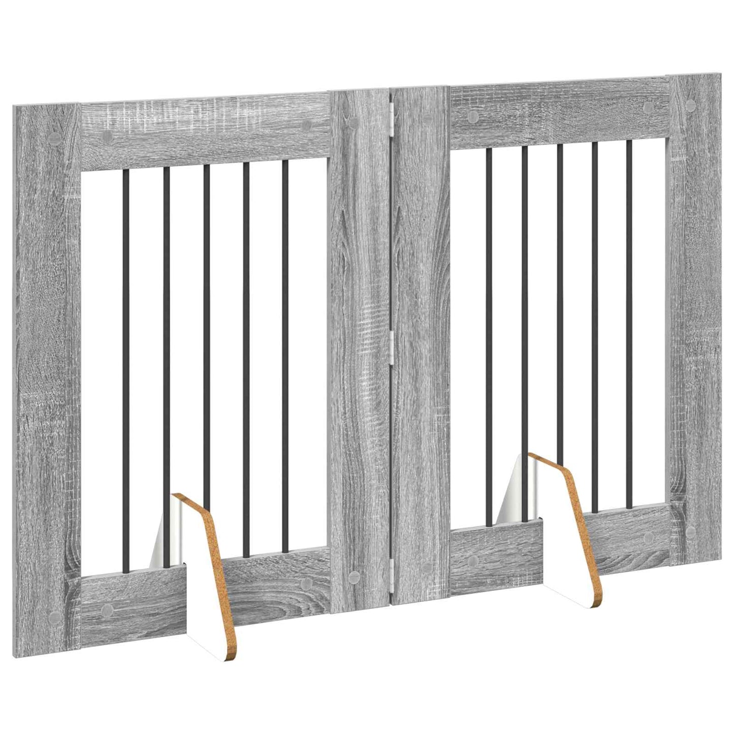Foldable Dog Gate with Stands 2 pcs Grey Sonoma 120.5 cm