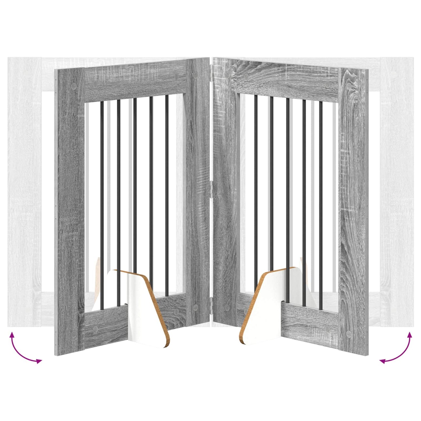 Foldable Dog Gate with Stands 2 pcs Grey Sonoma 120.5 cm