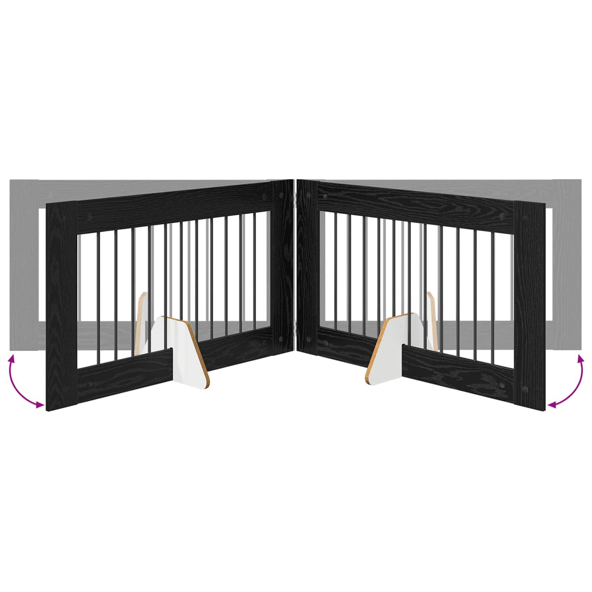 Foldable Dog Gate with Stands 2 pcs Black Oak 200.5 cm