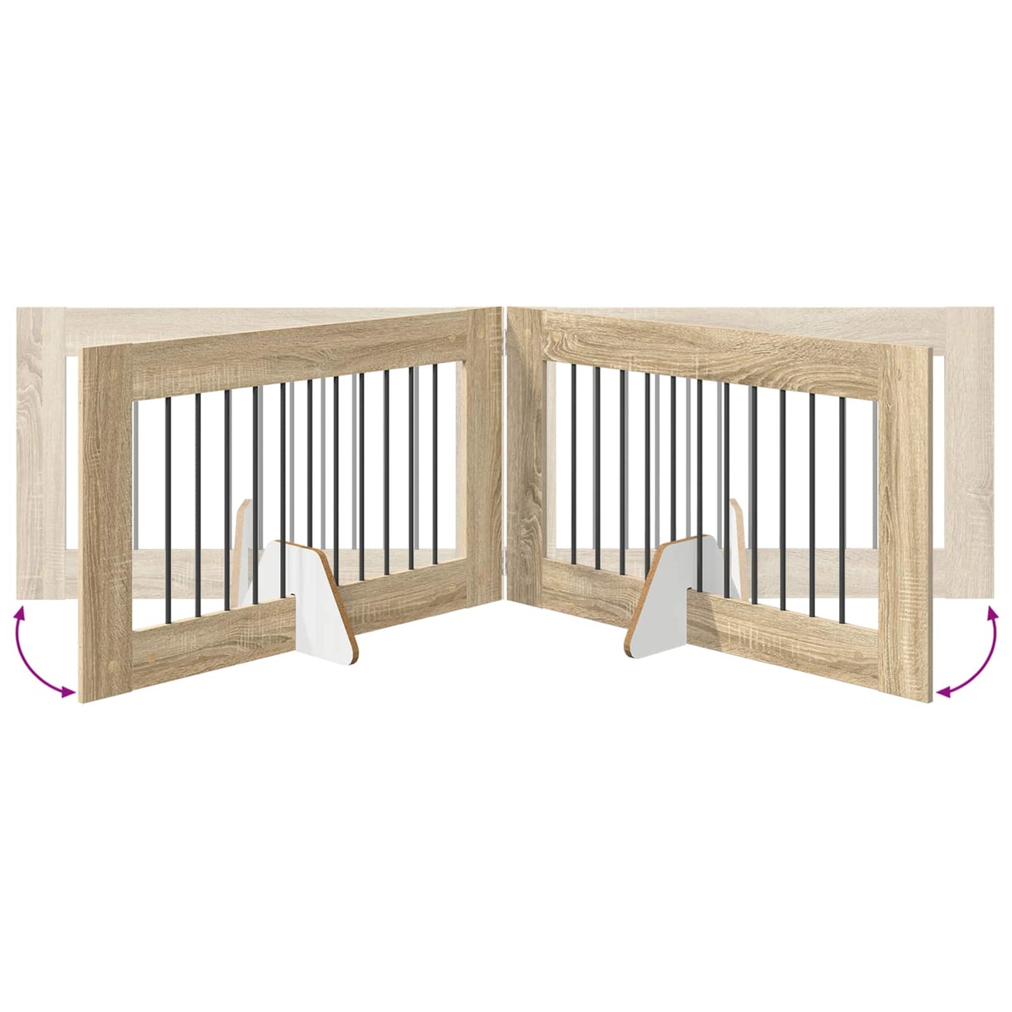 Foldable Dog Gate with Stands 2 pcs Sonoma Oak 200.5 cm