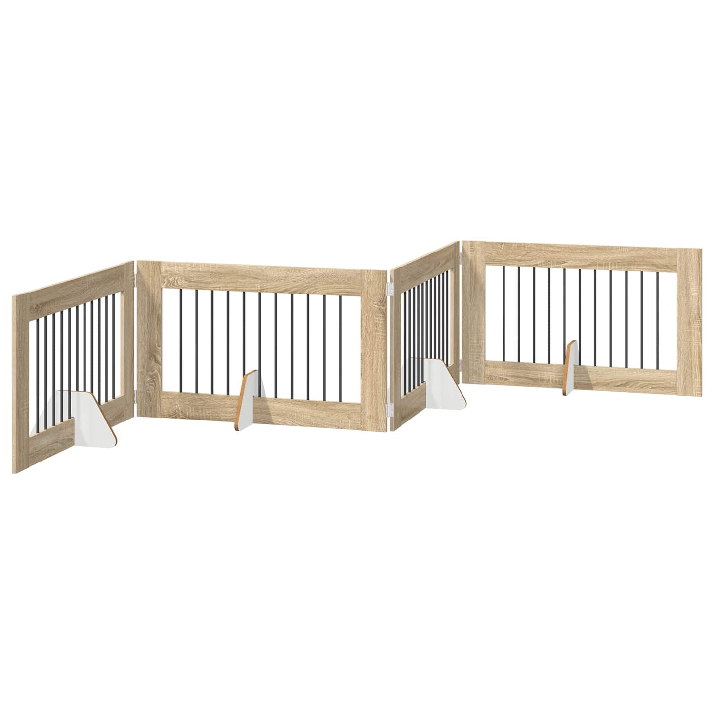 Foldable Dog Gate with Stands 4 pcs Sonoma Oak 401 cm