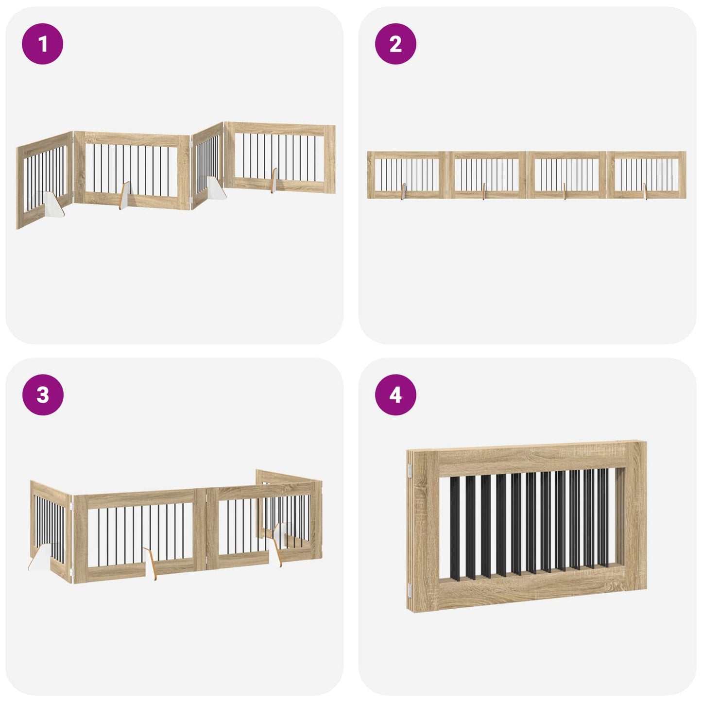 Foldable Dog Gate with Stands 4 pcs Sonoma Oak 401 cm