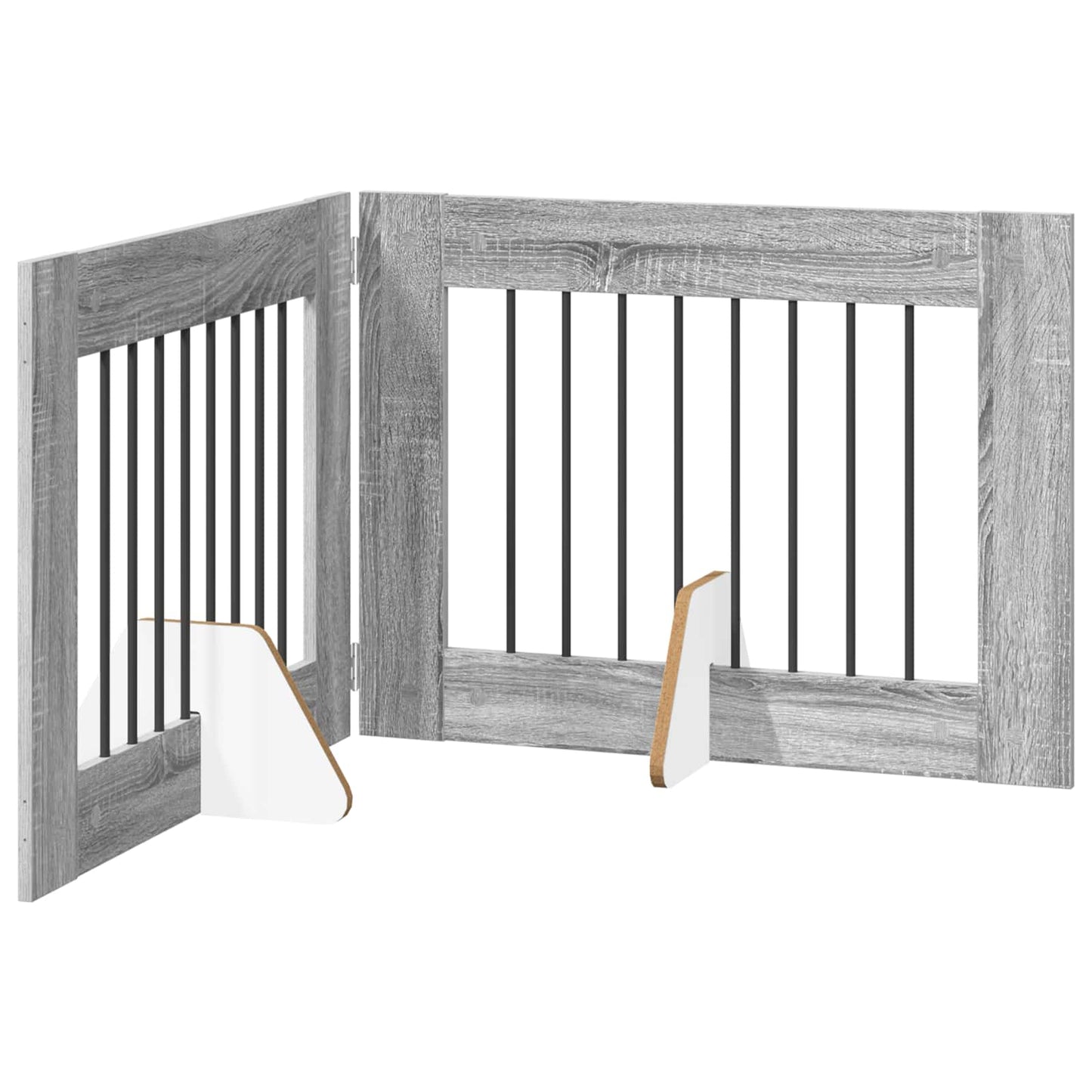 Foldable Dog Gate with Stands 2 pcs Grey Sonoma 160.5 cm