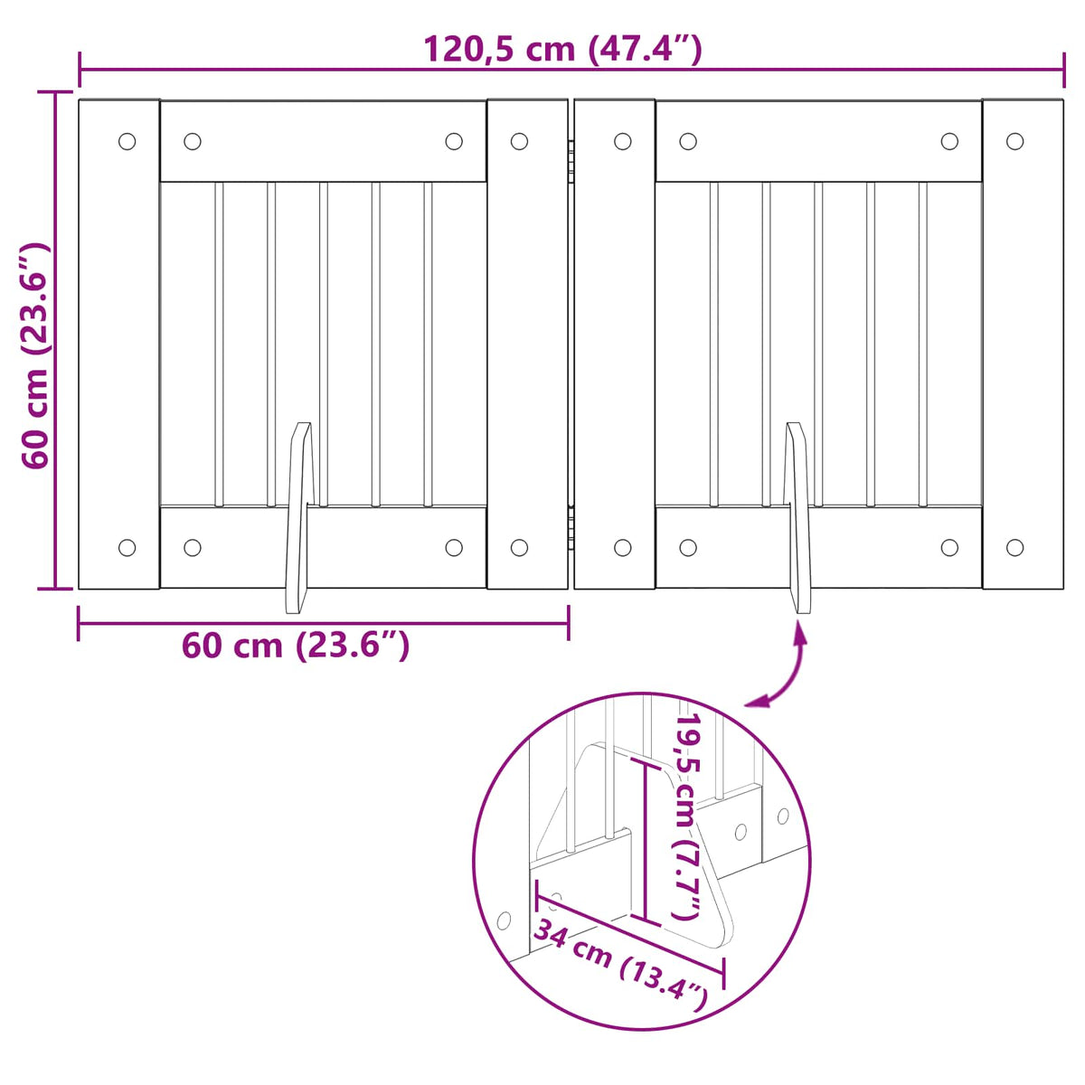 Foldable Dog Gate with Stands 2 pcs 120.5 cm