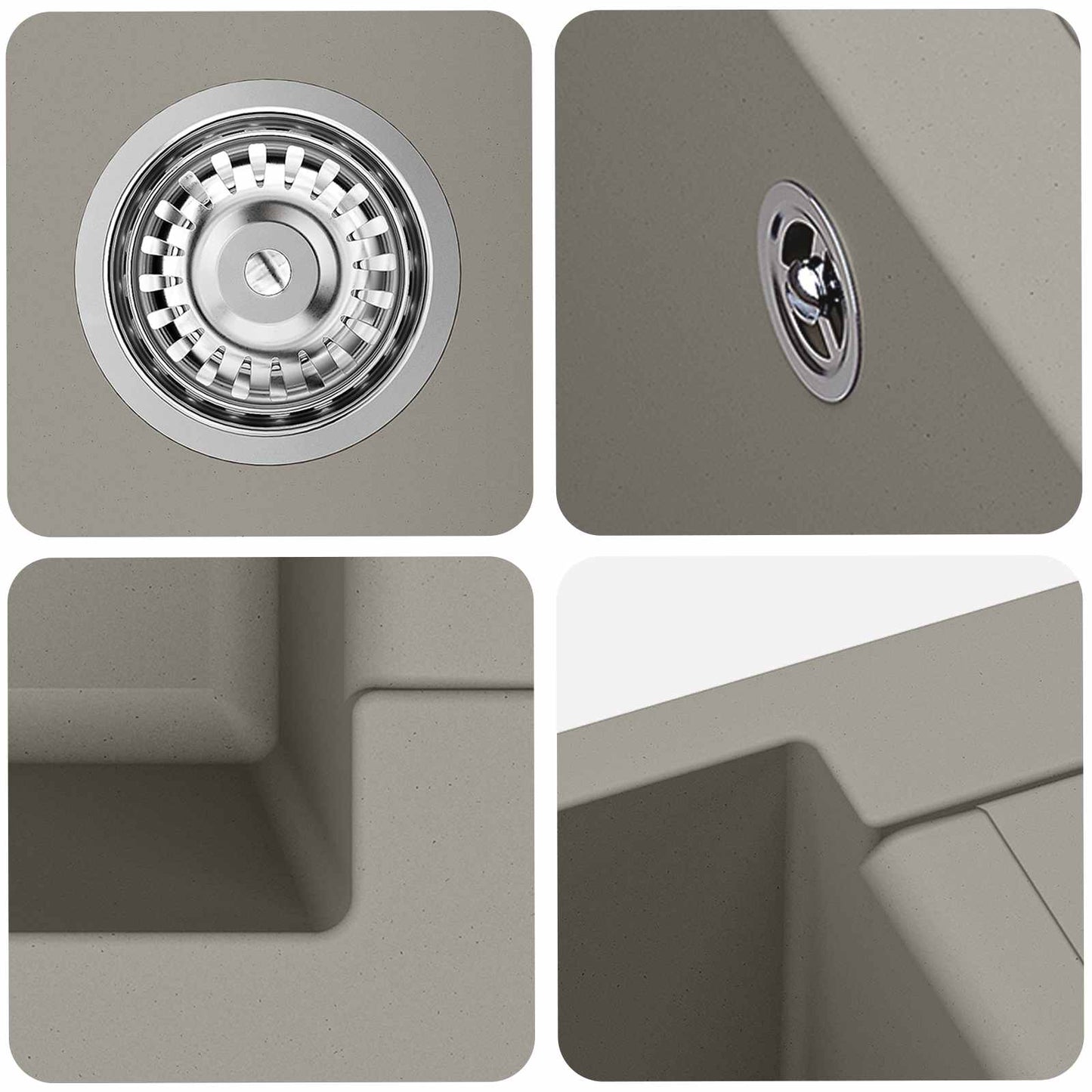 Sink Grey 780 x 500 mm 80% Quartz and 20% Resin