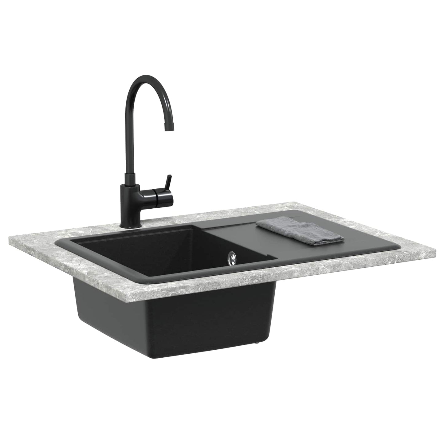 Sink 80% Quartz and 20% Resin 670 x 460 mm Black