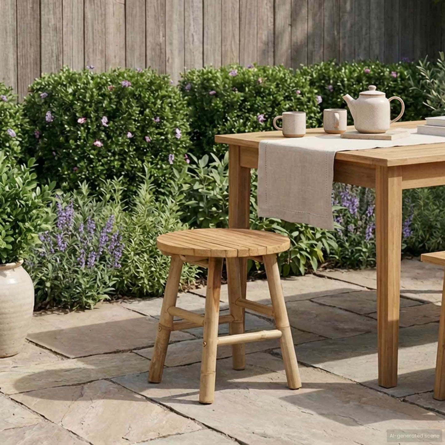 Garden Stool Natural Ø 38 x 42 cm Bamboo