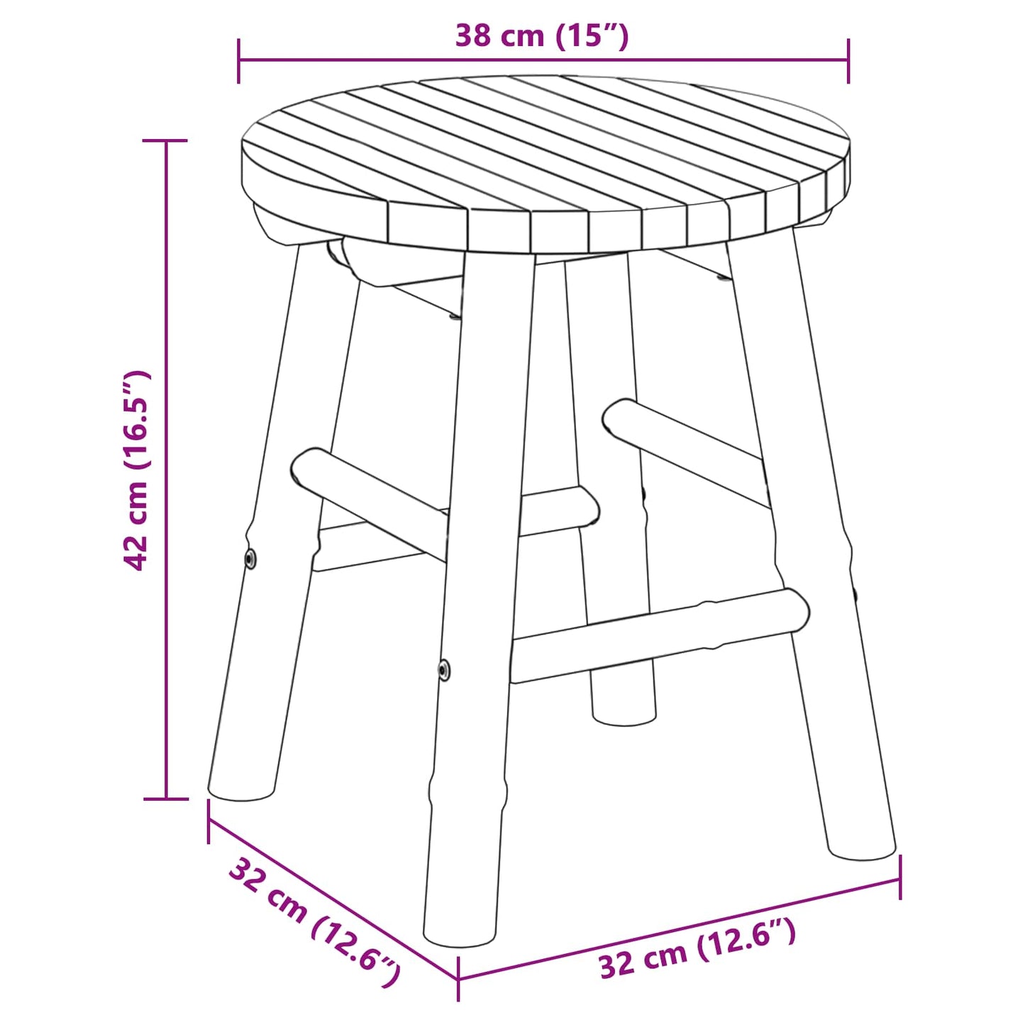 Garden Stool Natural Ø 38 x 42 cm Bamboo