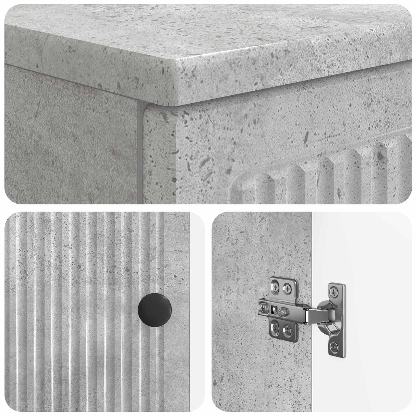 3 Piece Bathroom Cabinet Set EDE Concrete Grey Engineered Wood