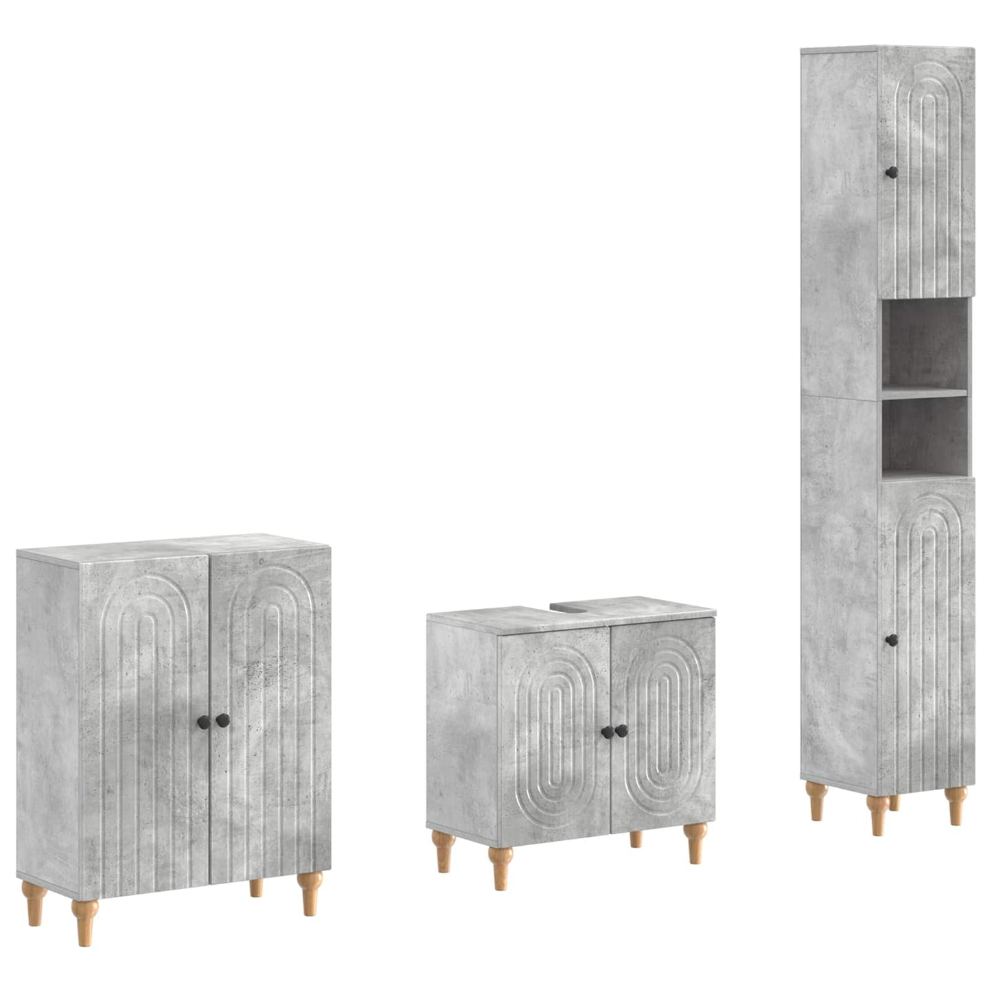 3 Piece Bathroom Cabinet Set ALKMAAR Concrete Grey
