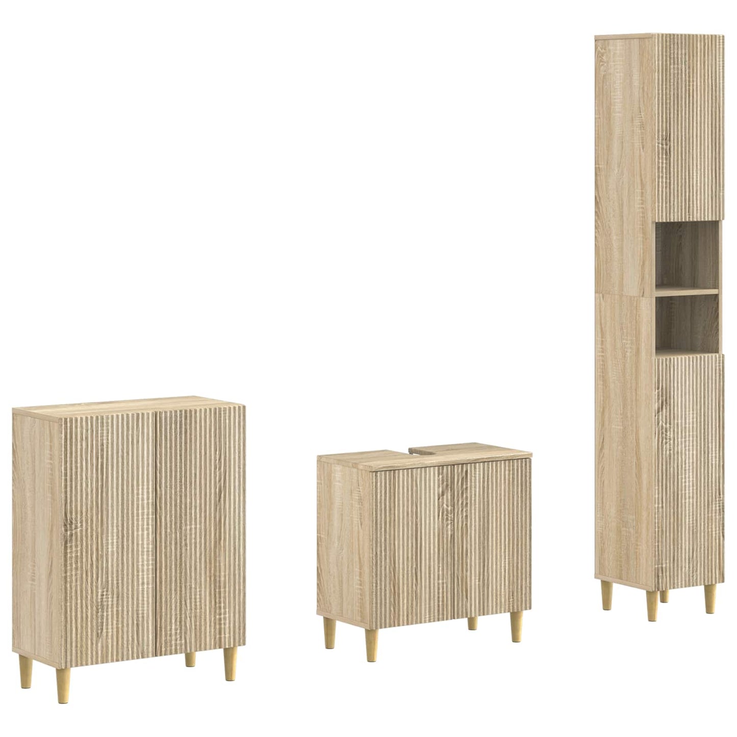 3 Piece Bathroom Cabinet Set ARNHEM Sonoma Oak Engineered Wood