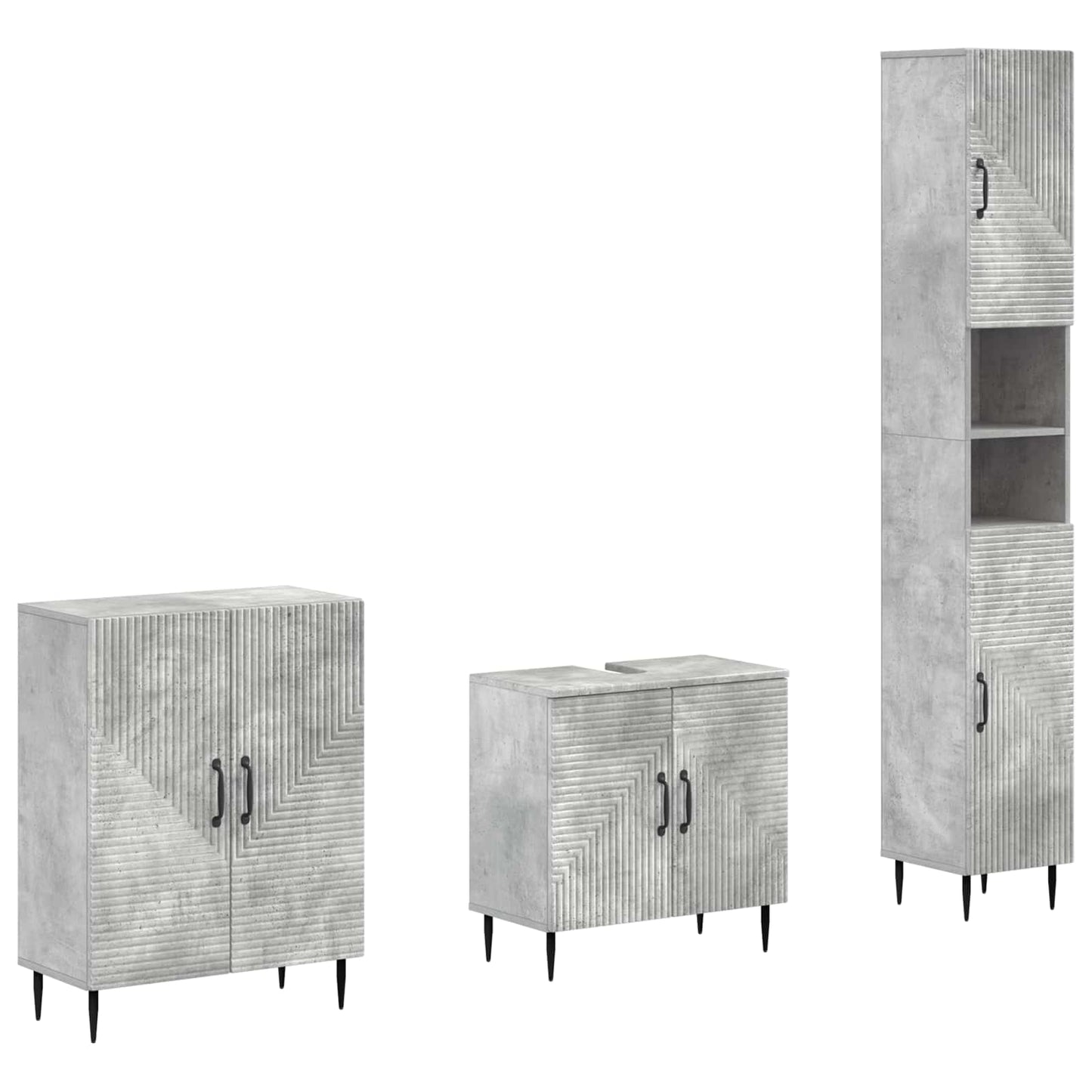 3 Piece Bathroom Cabinet Set HAARLEM Concrete Grey