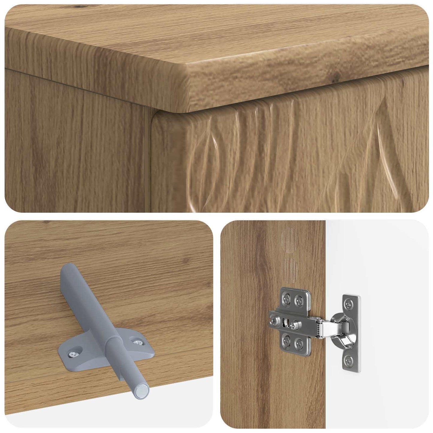 3 Piece Bathroom Cabinet Set DELFT Artisan Oak Engineered Wood