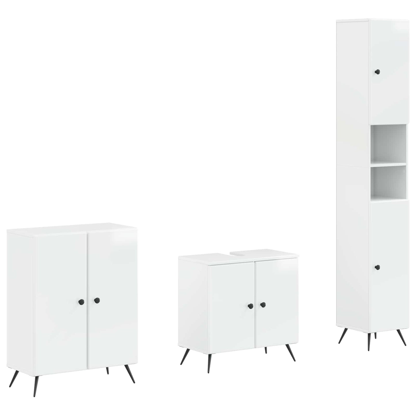 3 Piece Bathroom Cabinet Set BREDA High Gloss White