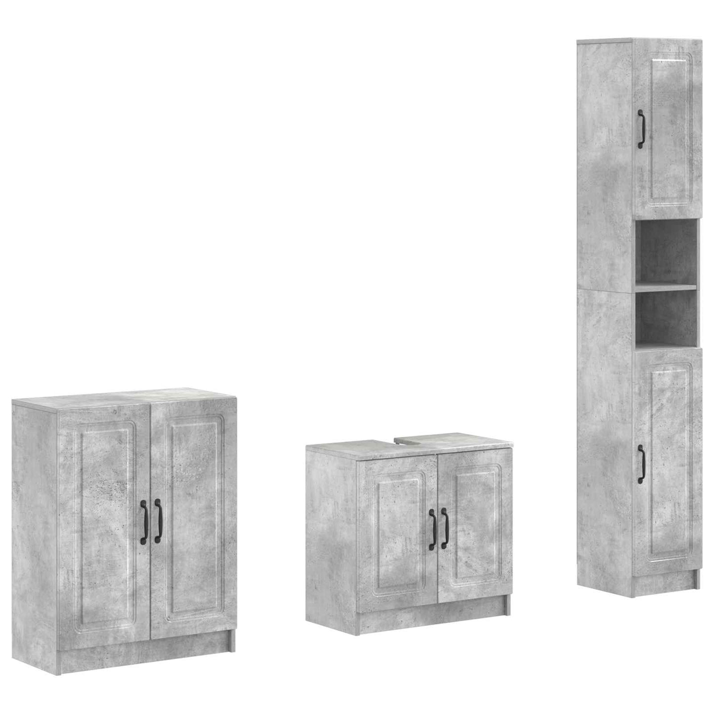 3 Piece Bathroom Cabinet Set UTRECHT Concrete Grey