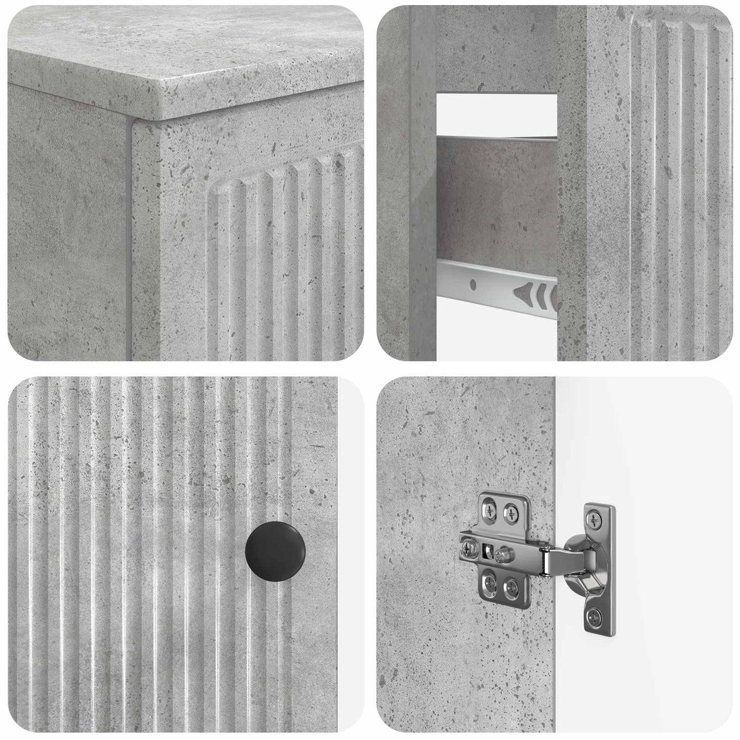 2 Piece Bathroom Cabinet Set EDE Concrete Grey Engineered Wood