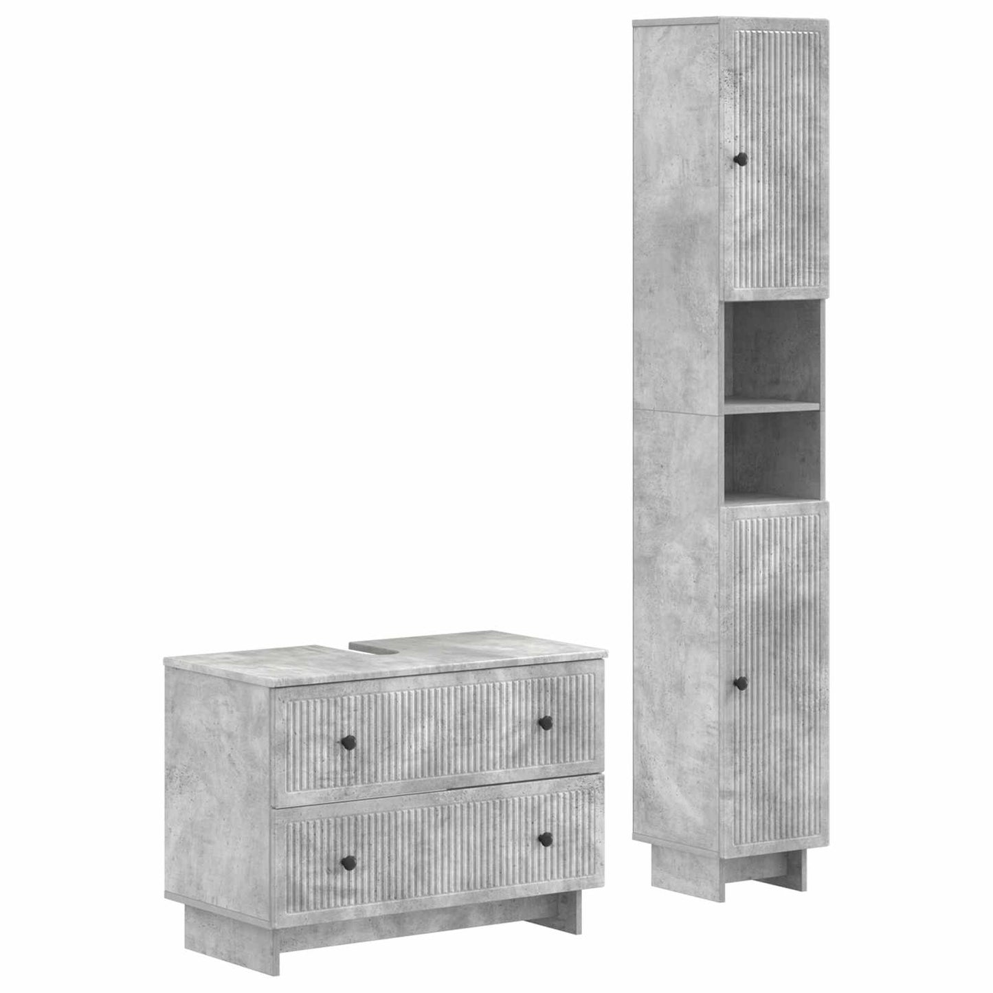 2 Piece Bathroom Cabinet Set EDE Concrete Grey Engineered Wood