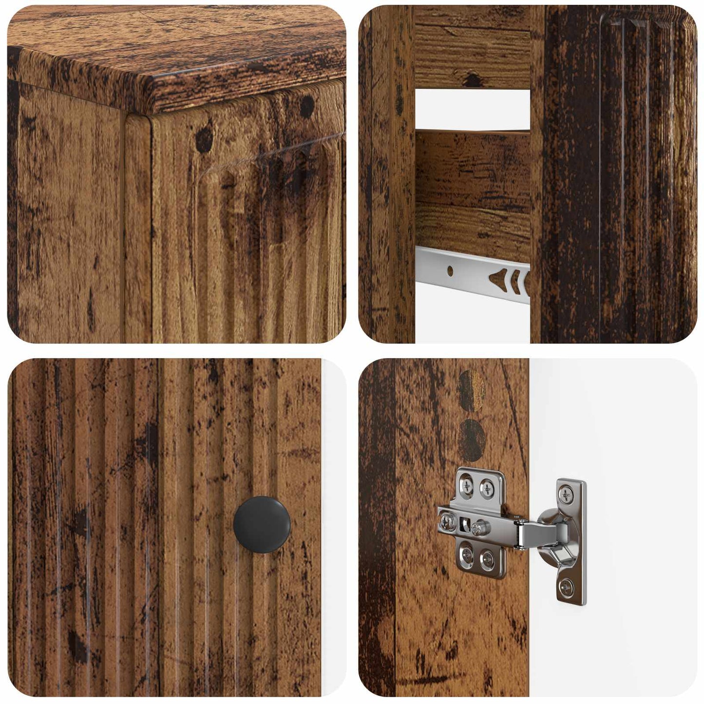 2 Piece Bathroom Cabinet Set EDE Old Wood Engineered Wood