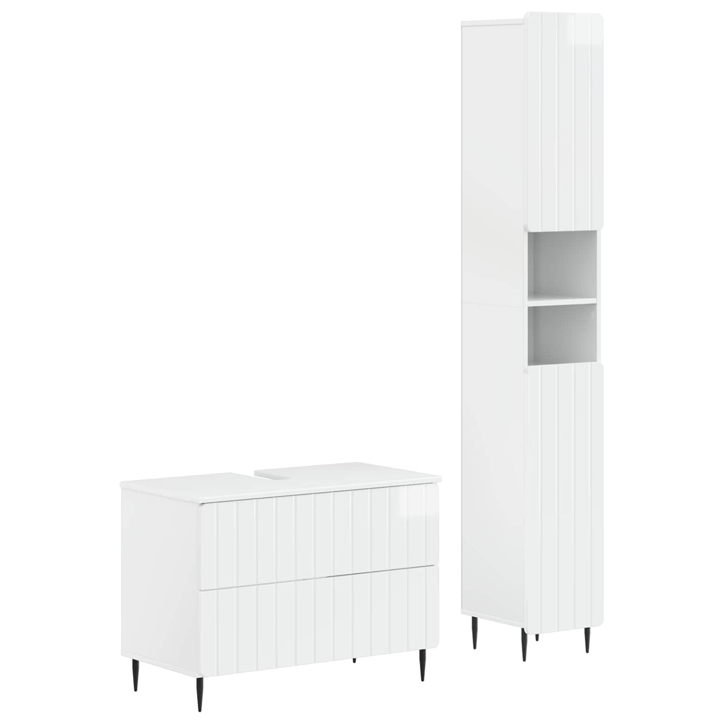 2 Piece Bathroom Cabinet Set ZWOLLE High Gloss White