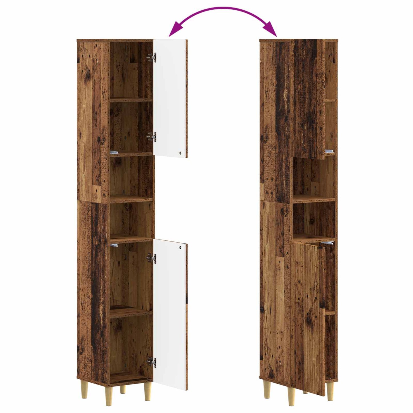 2 Piece Bathroom Cabinet Set ARNHEM Old Wood Engineered Wood