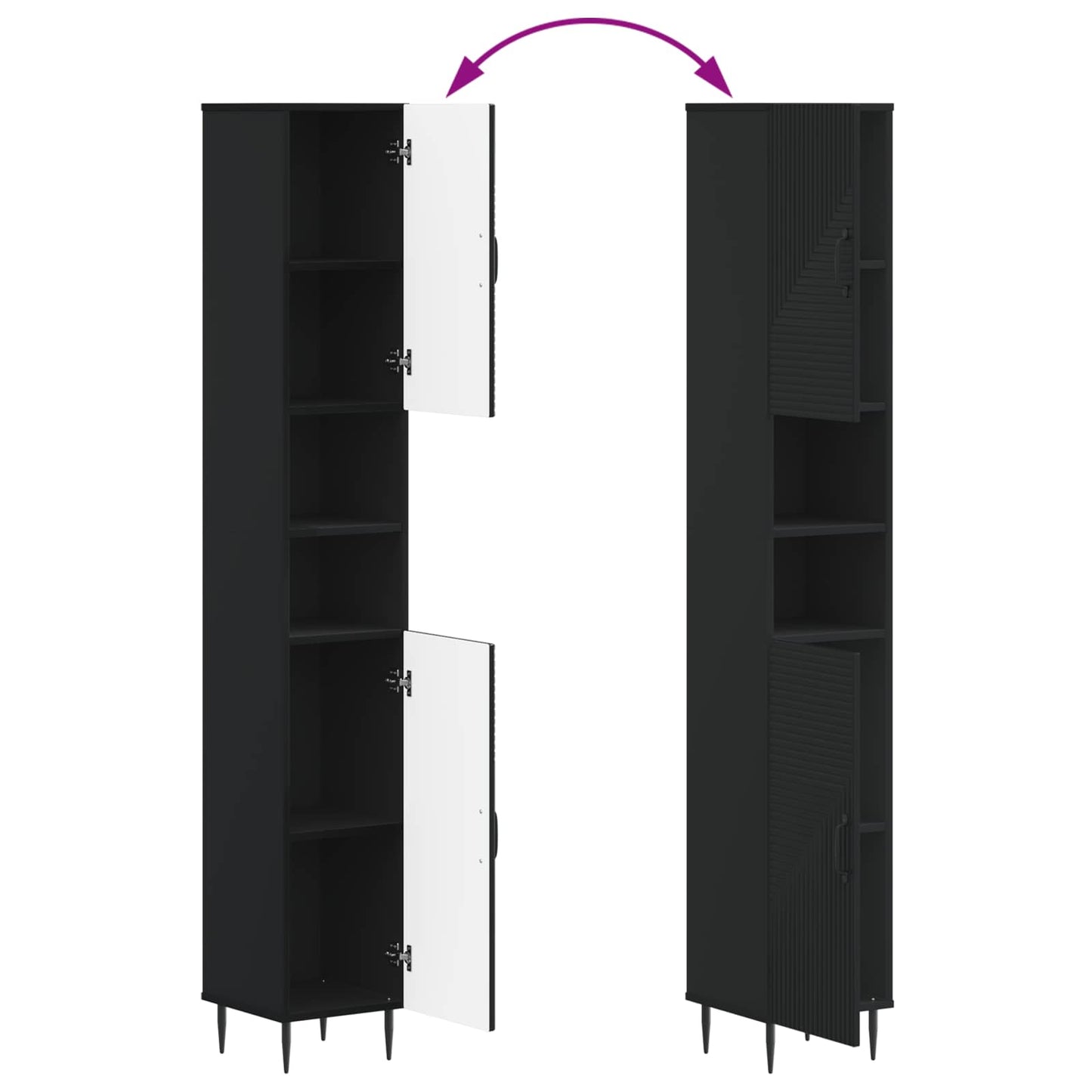 2 Piece Bathroom Cabinet Set HAARLEM Black Engineered Wood