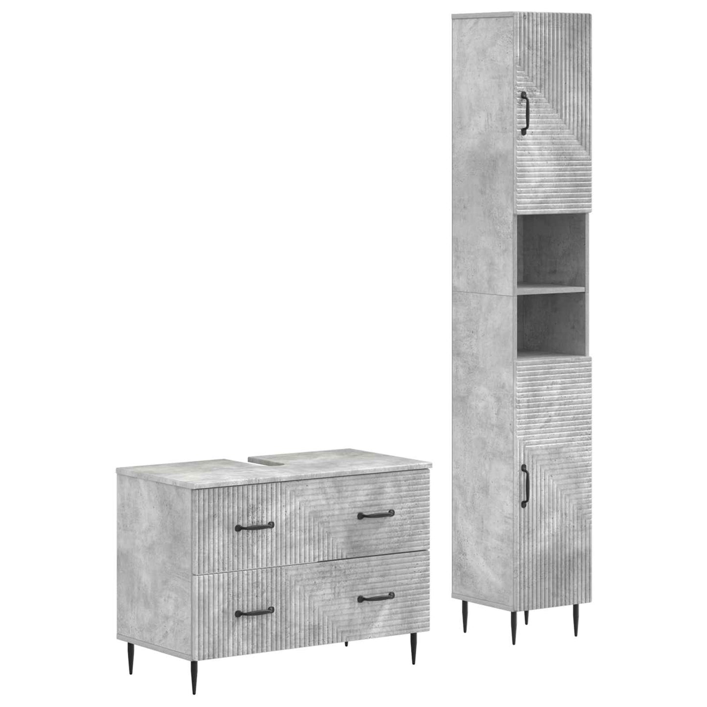 2 Piece Bathroom Cabinet Set HAARLEM Concrete Grey