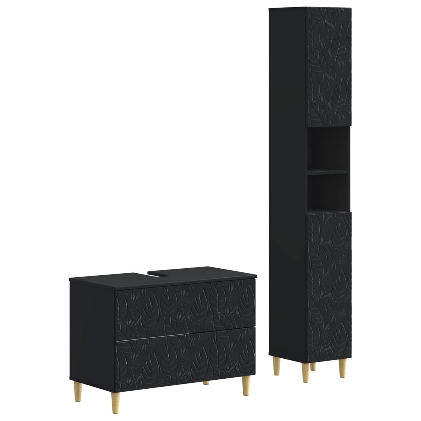 2 Piece Bathroom Cabinet Set DELFT Black Engineered Wood