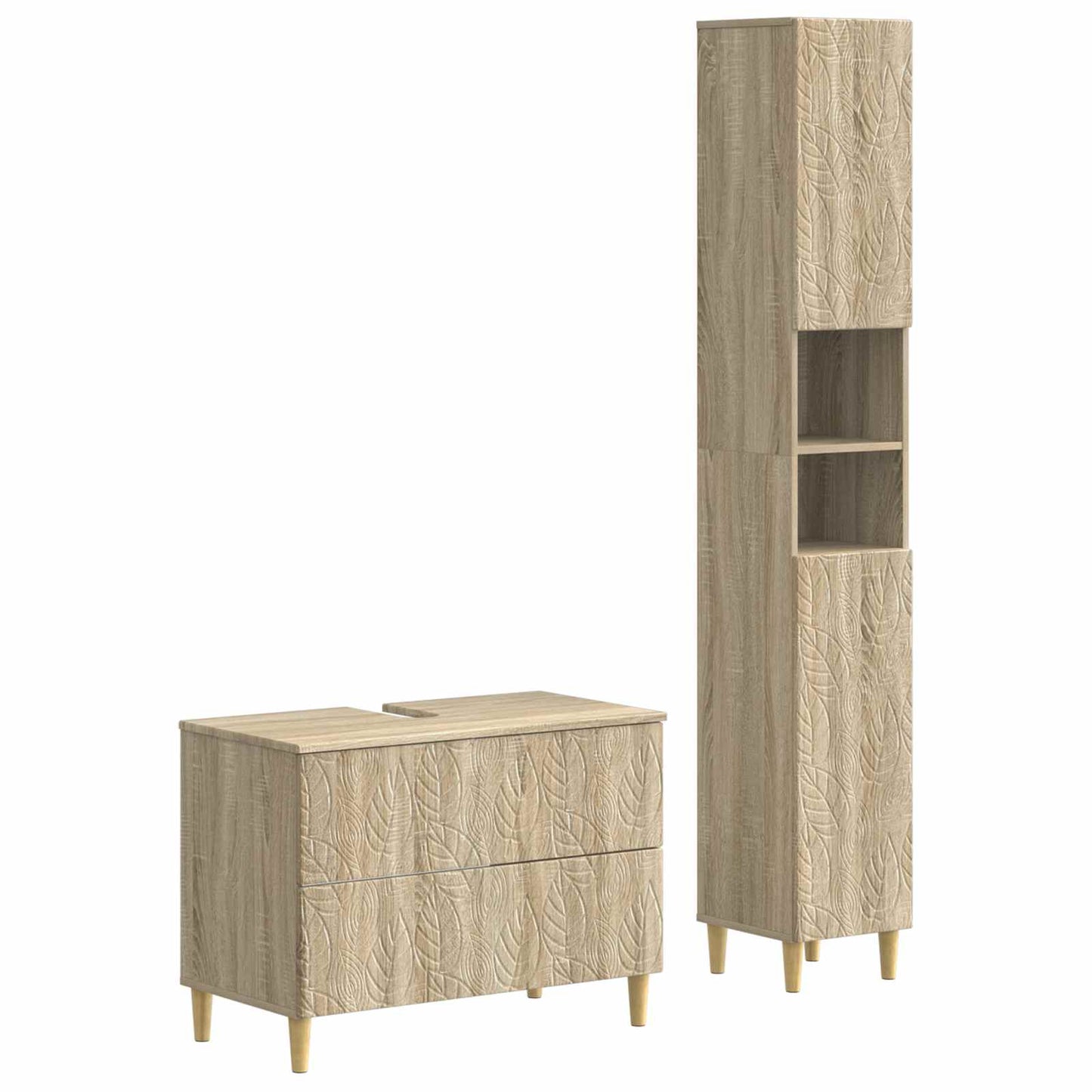 2 Piece Bathroom Cabinet Set DELFT Sonoma Oak Engineered Wood