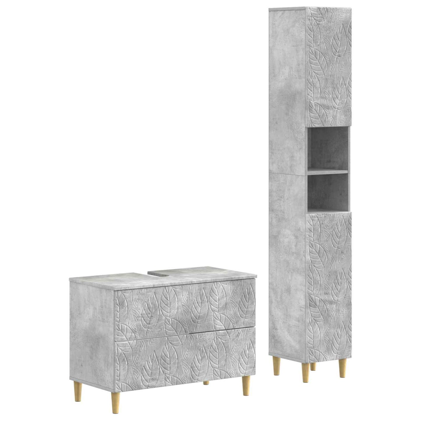 2 Piece Bathroom Cabinet Set DELFT Concrete Grey
